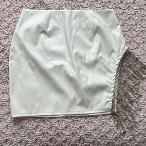 Windsor White Mini Skirt with Fringe